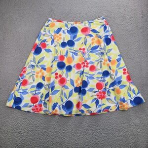 TALBOTS Skirt‎ Size 6 A-Line Midi Lined Bright Fruit Print Side Zip Cotton